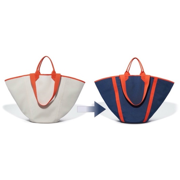 Rothy's Handbags - NWT Rothy’s Tote Reversible in Cream Navy Orange